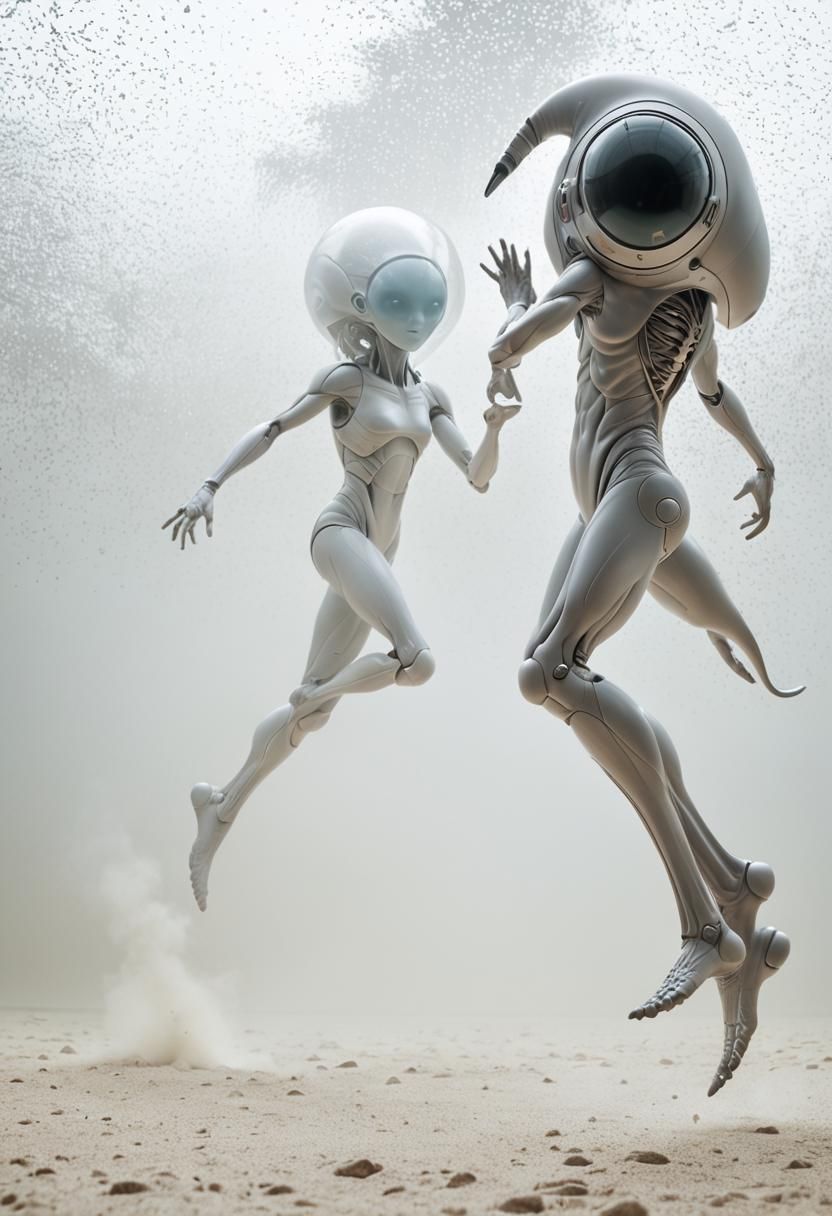 Hyperrealistic Alien Party in Futuristic Home