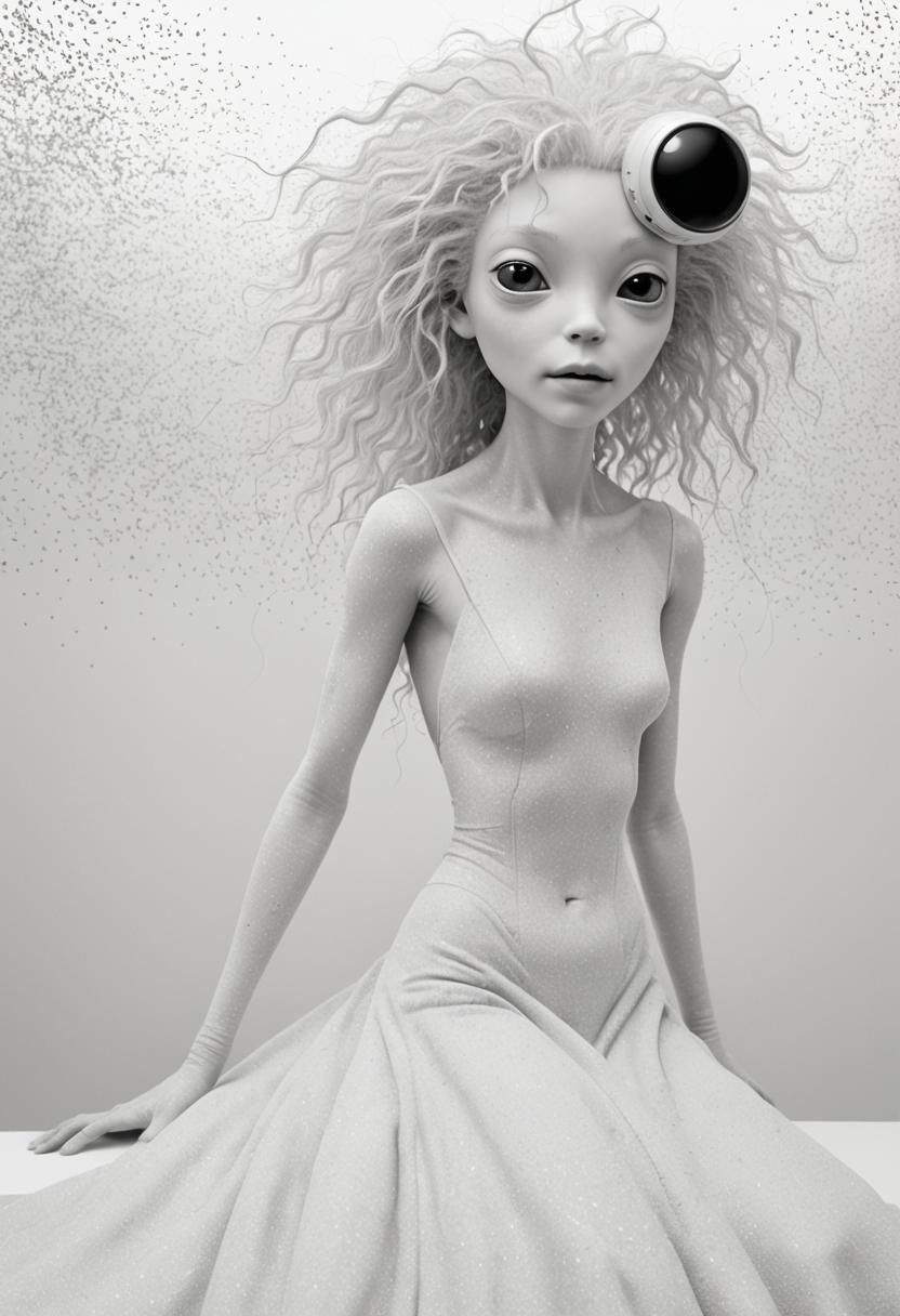 Smiling Aliens Party: Hyperrealistic Portrait in Bizarre Sty...