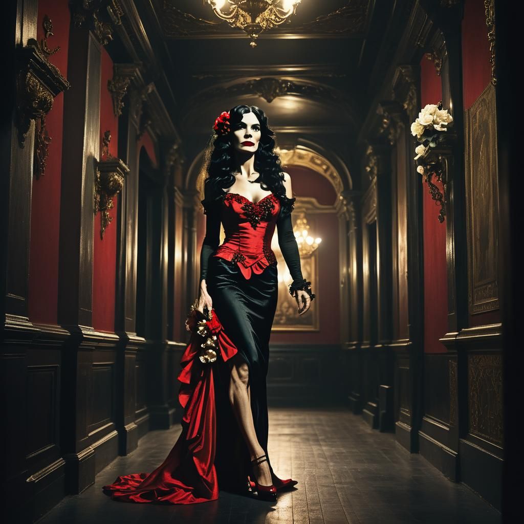 Dramatic Crossdresser as Carmen in Dark Fantasy Art