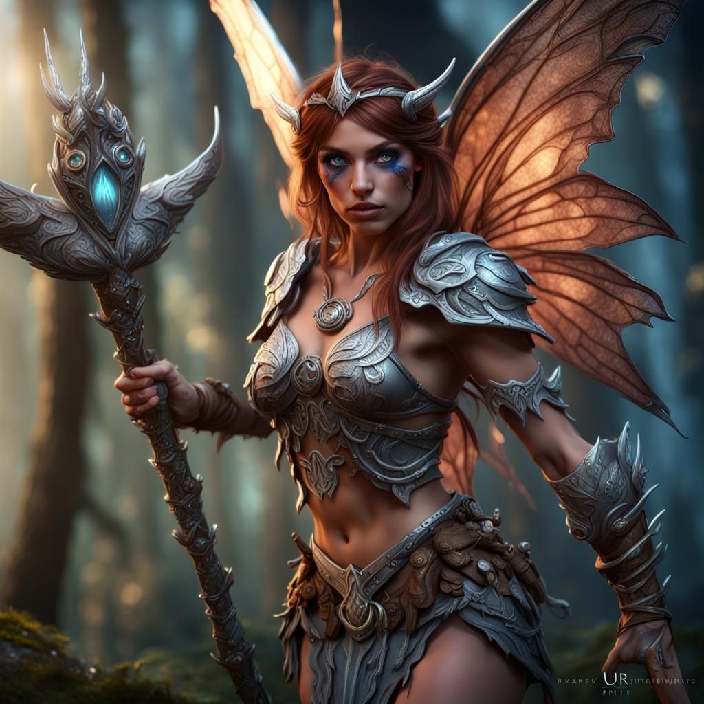 Fantasy Fairy Barbarian with Silver Eyes