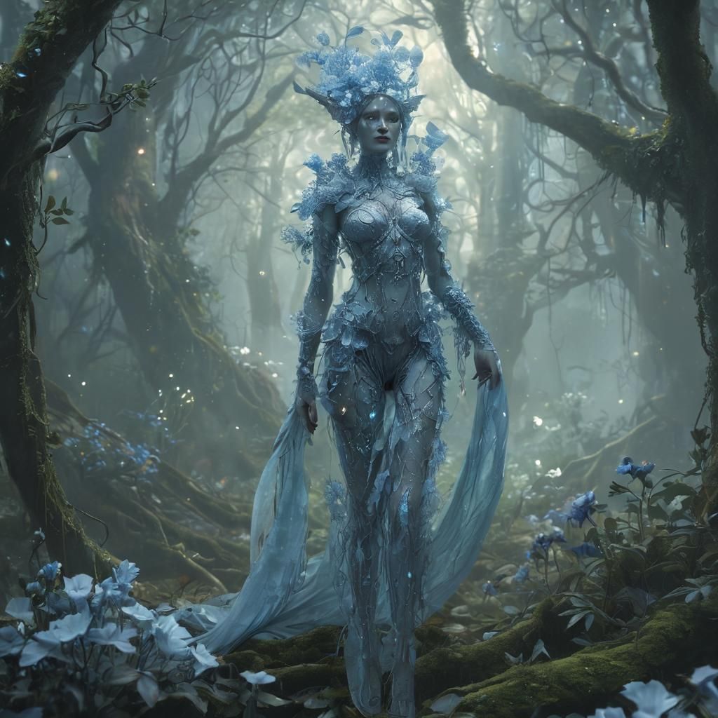 Captivating Fae Creature in Mystical Forest: Dark Fantasy Ar...