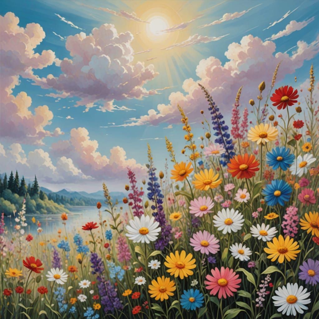 Impressionist Wildflowers Dancing in Acrylic Masterpiece