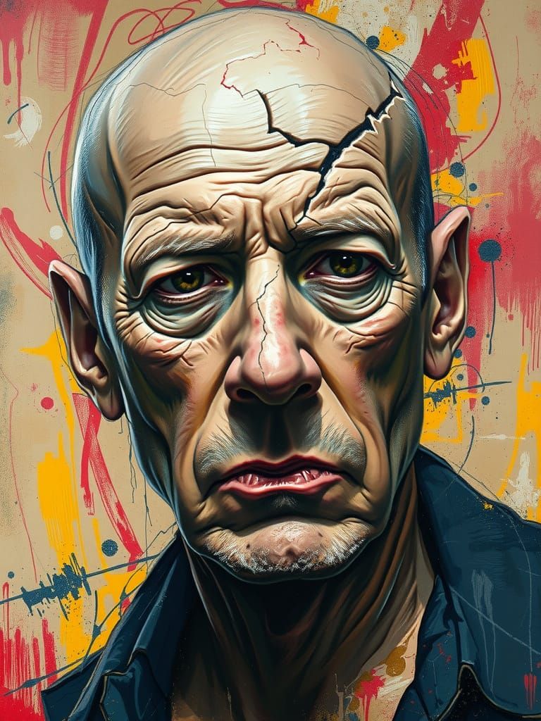 Dramatic Impasto Portrait of a Weary Figure