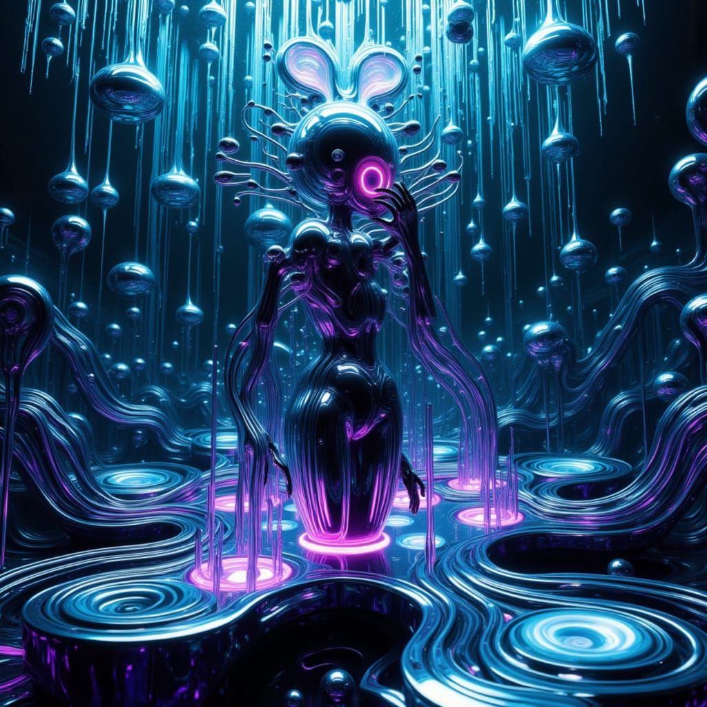 Futuristic Ferro Fluid Synth in a Cyberpunk Dreamscape