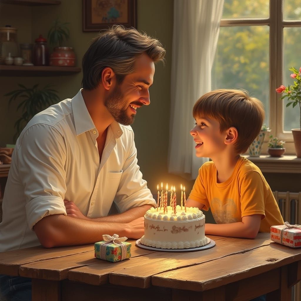 Father and Son Share Heartwarming Birthday Moment