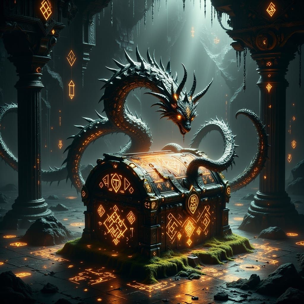 Dragon Guardian of Enchanted Treasure Chest