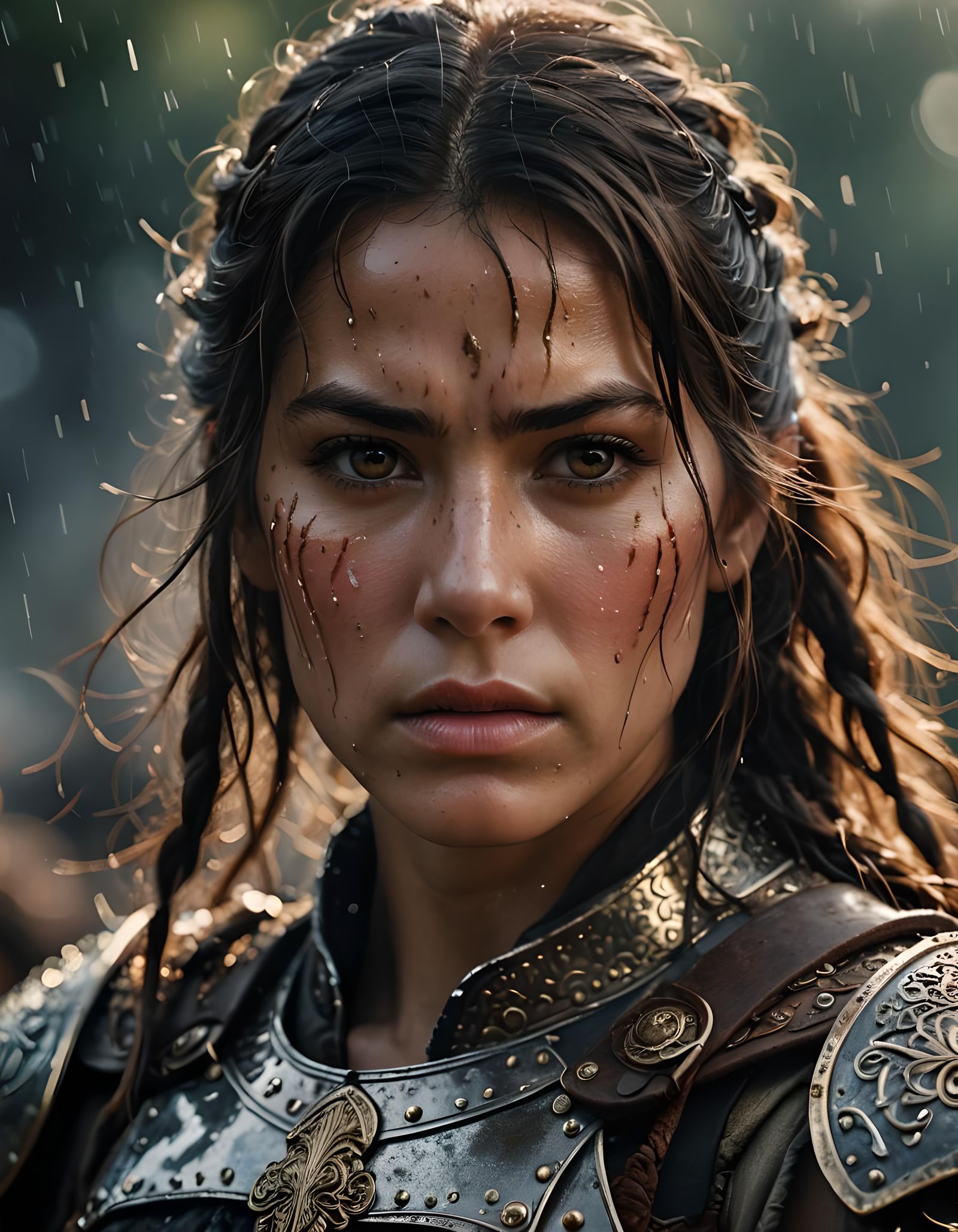 Detailed Macro Portrait of a Woman Warrior
