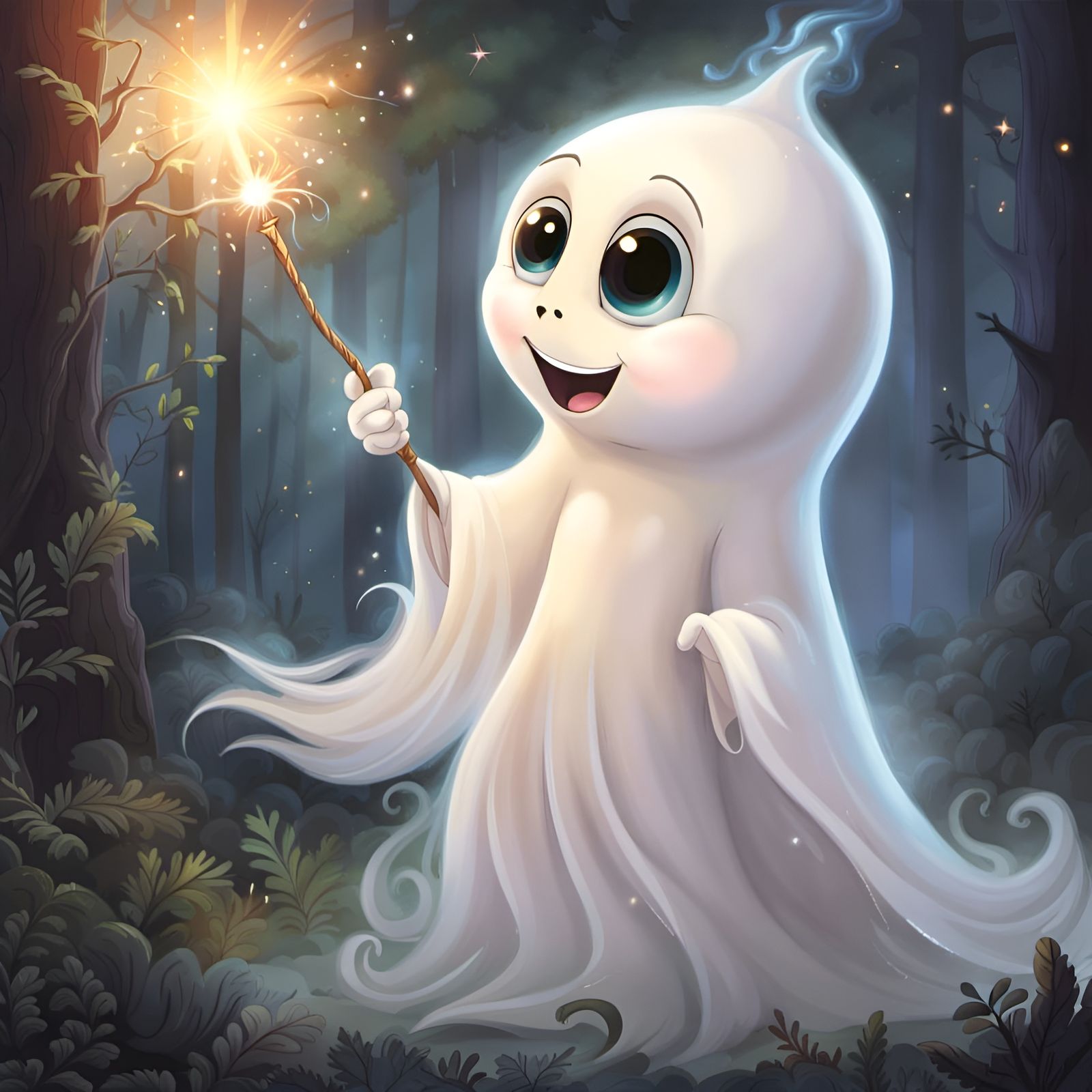Adorable Ghost in Magic Forest: High Fashion Photography