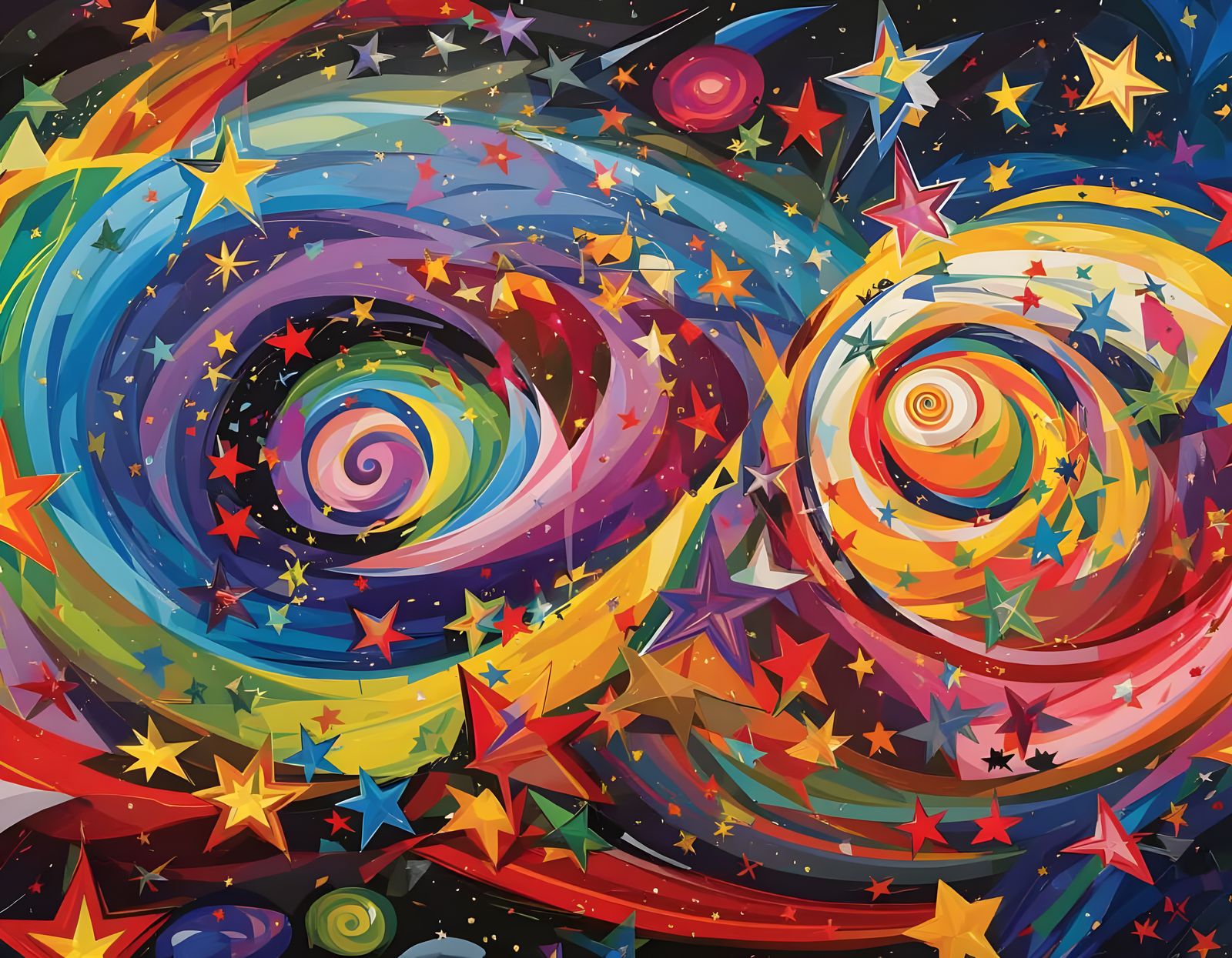 Kaleidoscopic Starscape with Expressive Brushstrokes