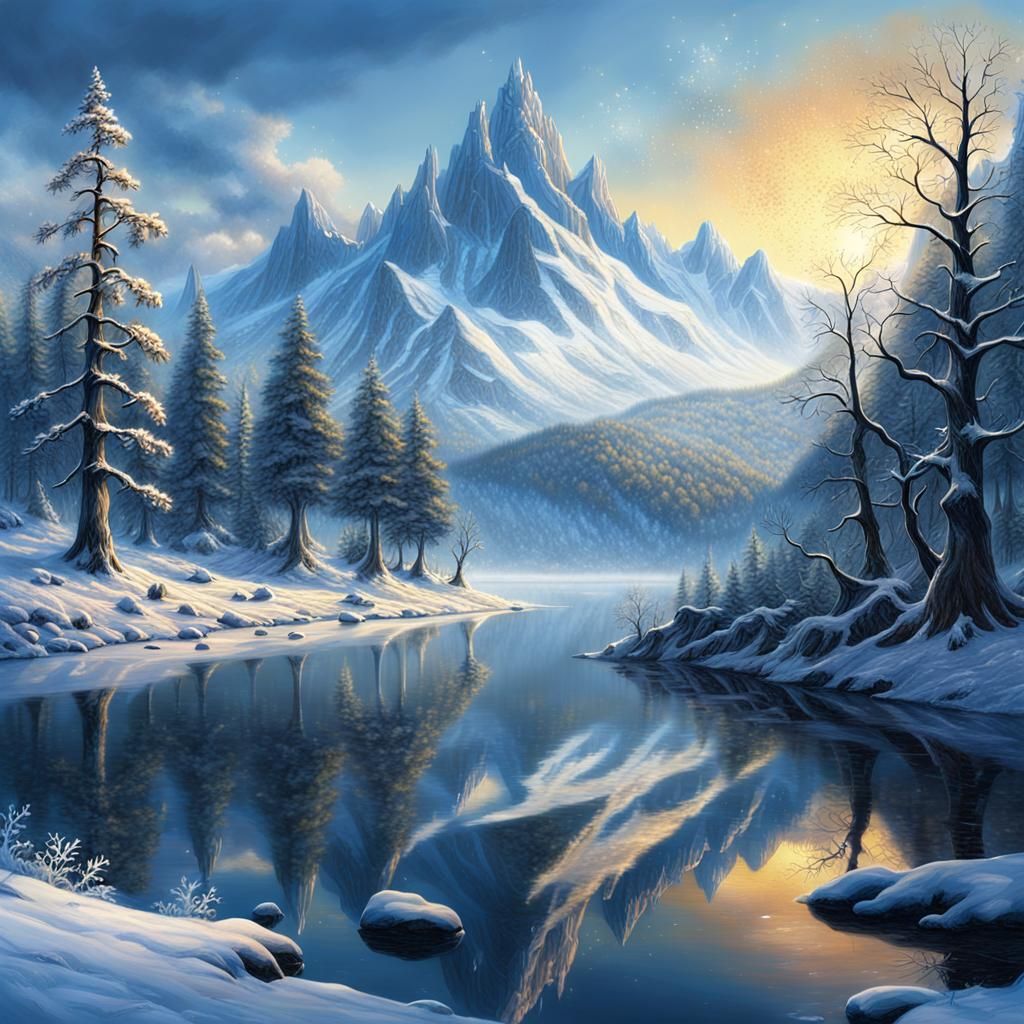 Fantastical Winter Landscape in a Matte Painting Style