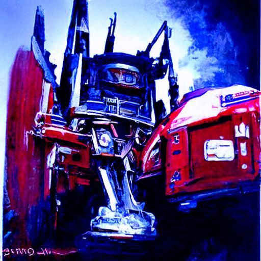 Optimus Prime in Oil Painting Style