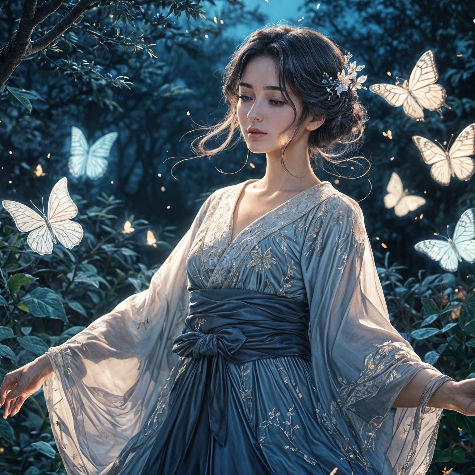 Moonlit Fairy in Elegant Palace Garden