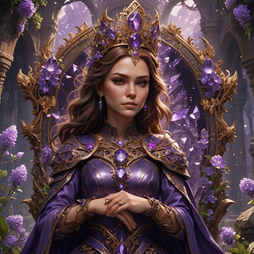 Amethyst Queen: Detailed Matte Painting in Fantasy Style