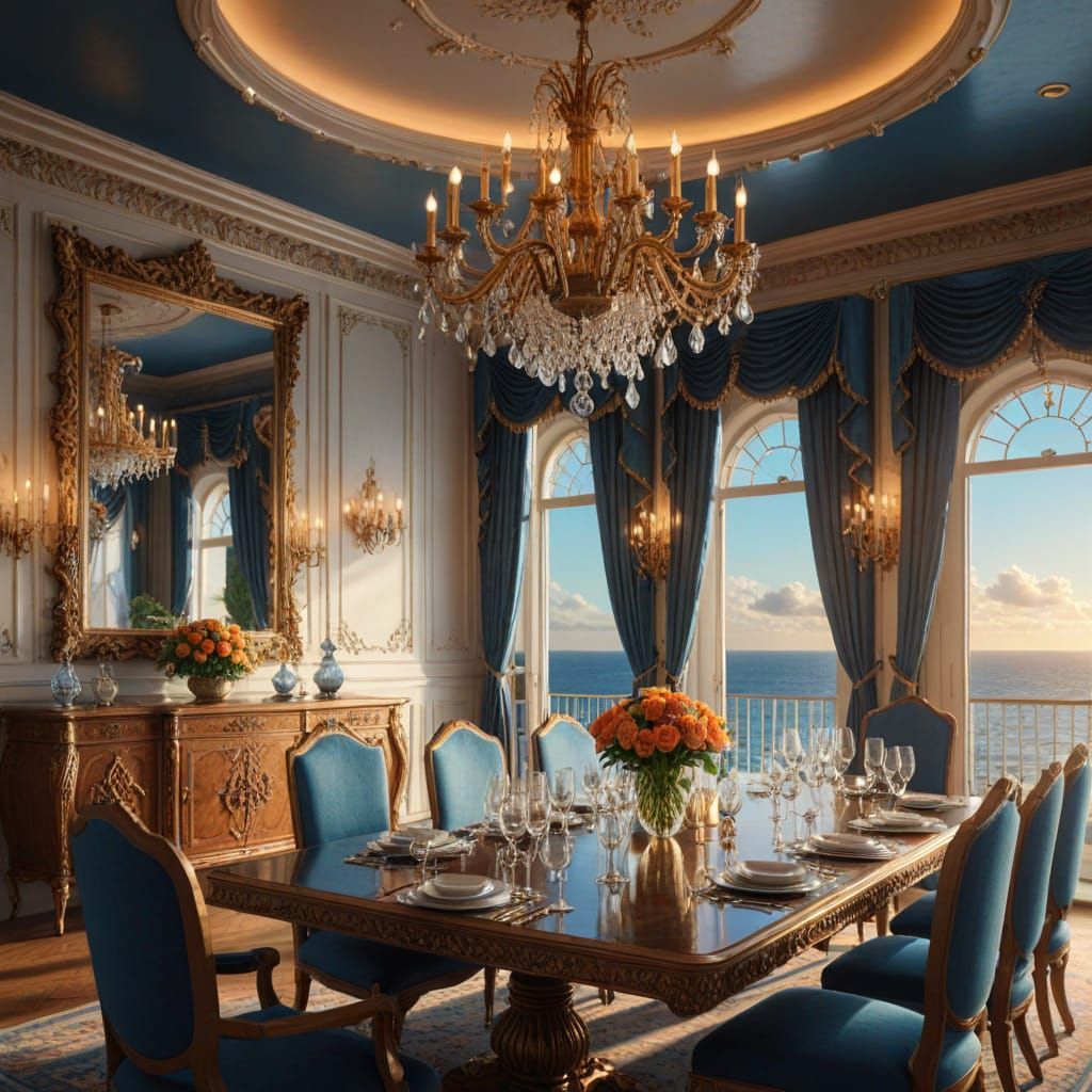 Grand Ocean Dining Room in Golden Hour Light