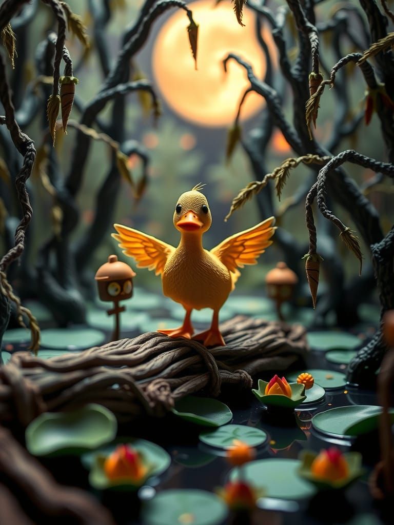 Whimsical Dancing Duckling in Surreal Stop Motion
