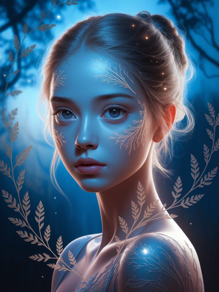 Ethereal Close-Up Portrait in Dreamy, Hyperreal Style