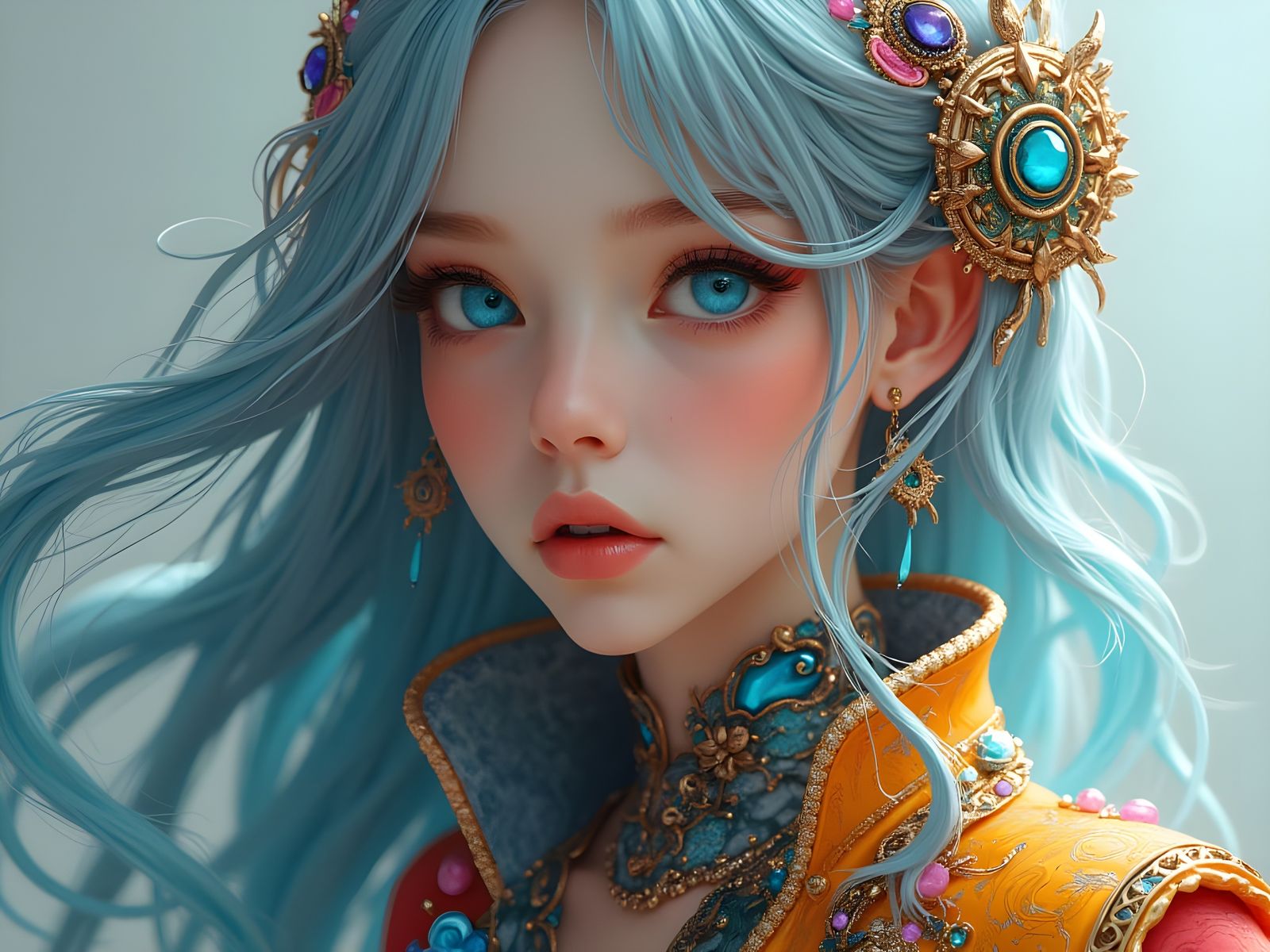 Hyperrealistic Portrait of Woman in Anime Style