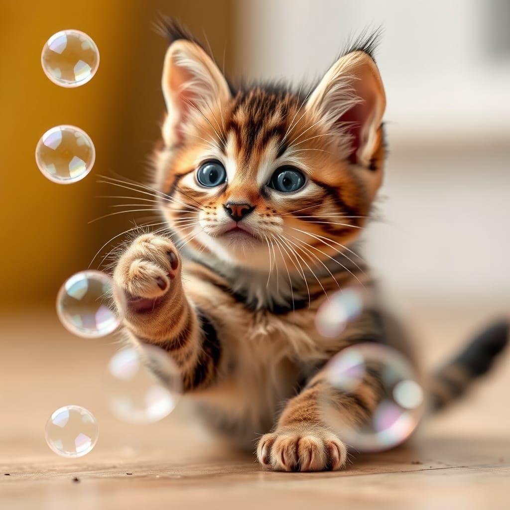 Kitten's Bubble Bath: An Image of Playful Fun