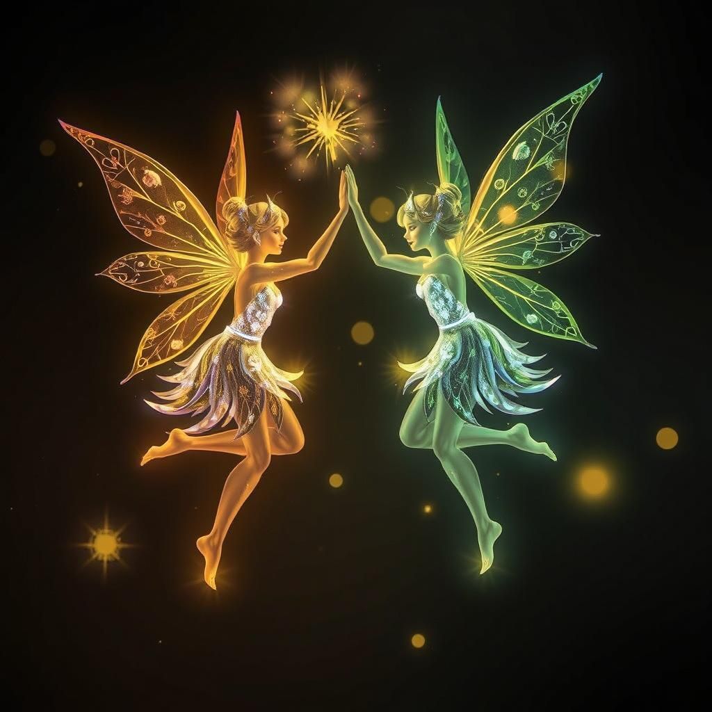 Glowing Fairies Dancing in an Ethereal Setting