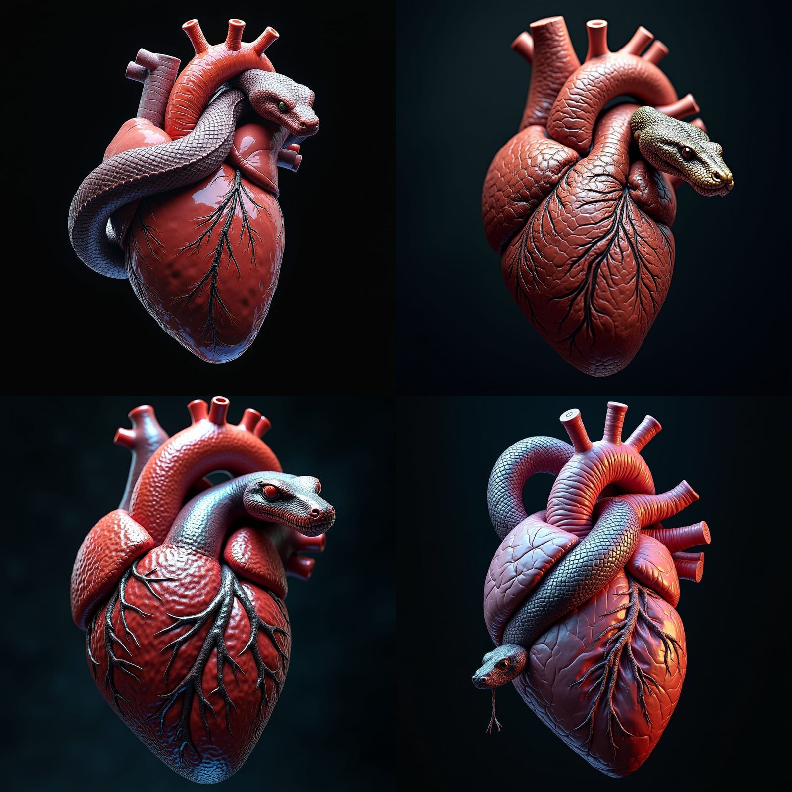 Iridescent Cobra Merged with Human Heart