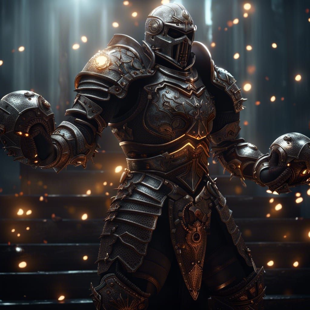 Cursed Knight with Glowing Orbs in Fantasy Art