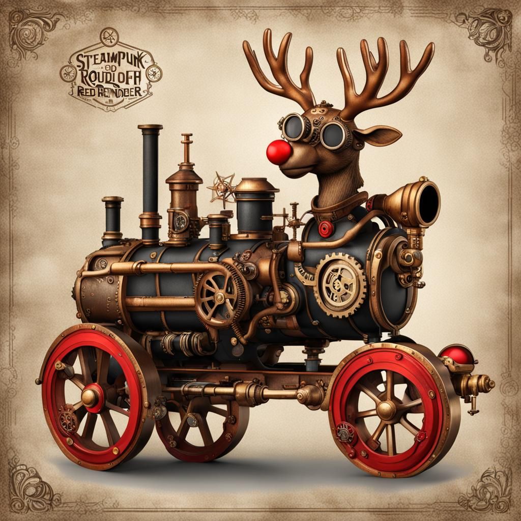 Steampunk Rudolph with Mechanical Engine