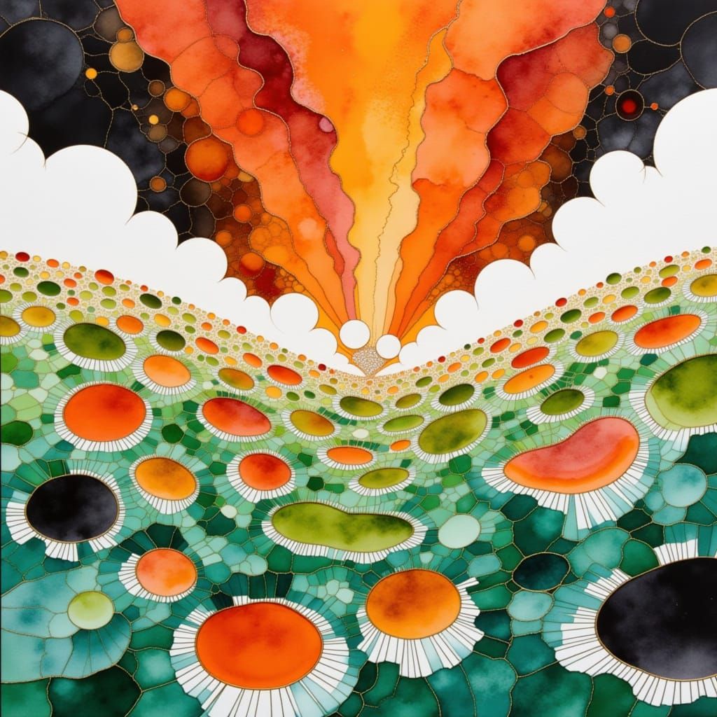 Whimsical Cryptids in Abstract Labyrinth