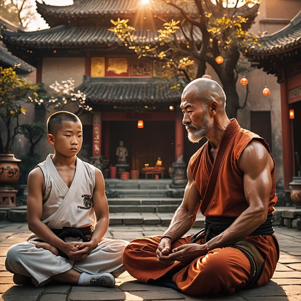 Master and Apprentice Shaolin Monks