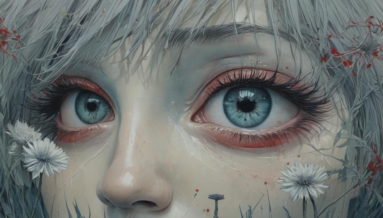 Surreal Cyclops with Dandelion Seeds, Pop Art Style