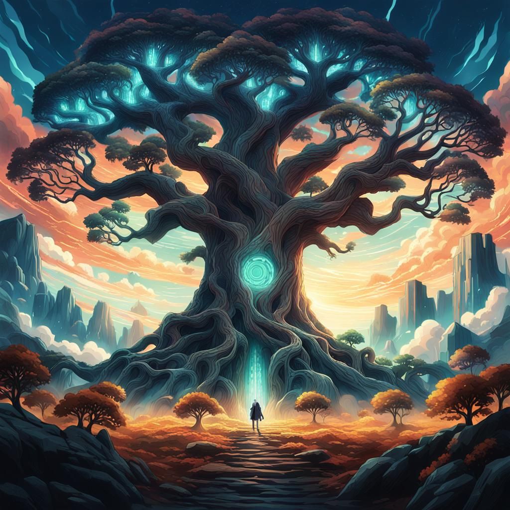 Yggdrasil in Anime Style Inspired by Studio Trigger