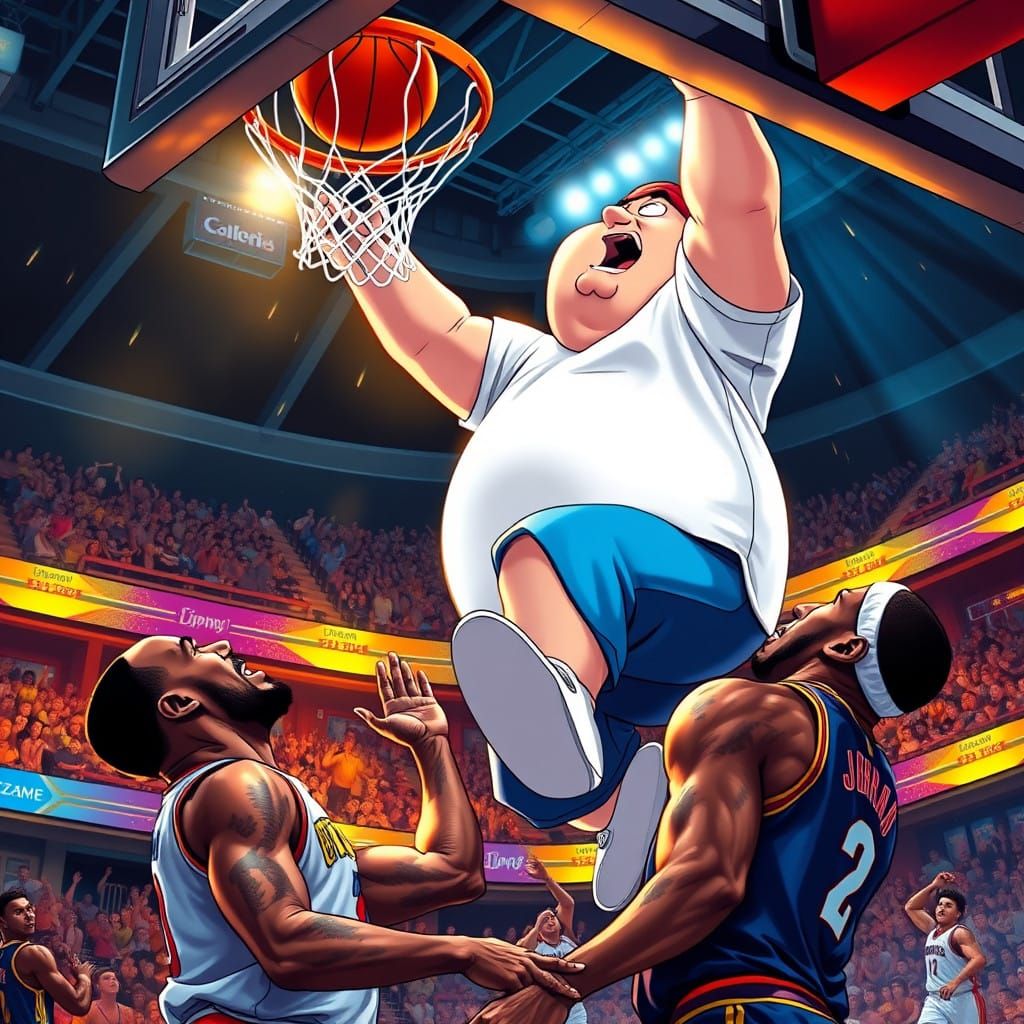 Peter Griffin Dominates LeBron James in Hyperrealistic Splas...