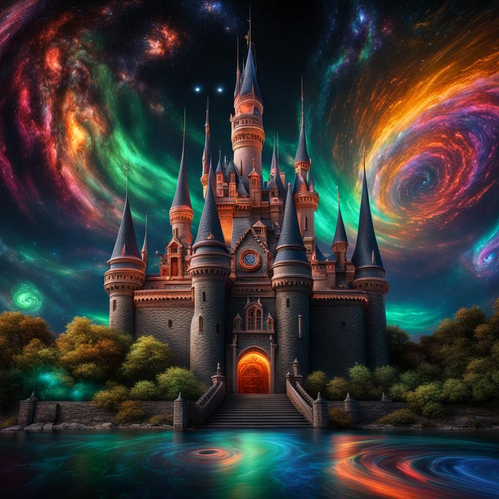 Colorful Galaxy with Dark Castle