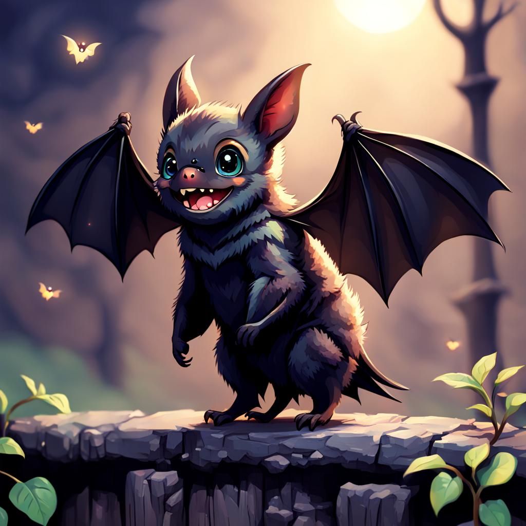 Cute Cartoon Bat Illustration