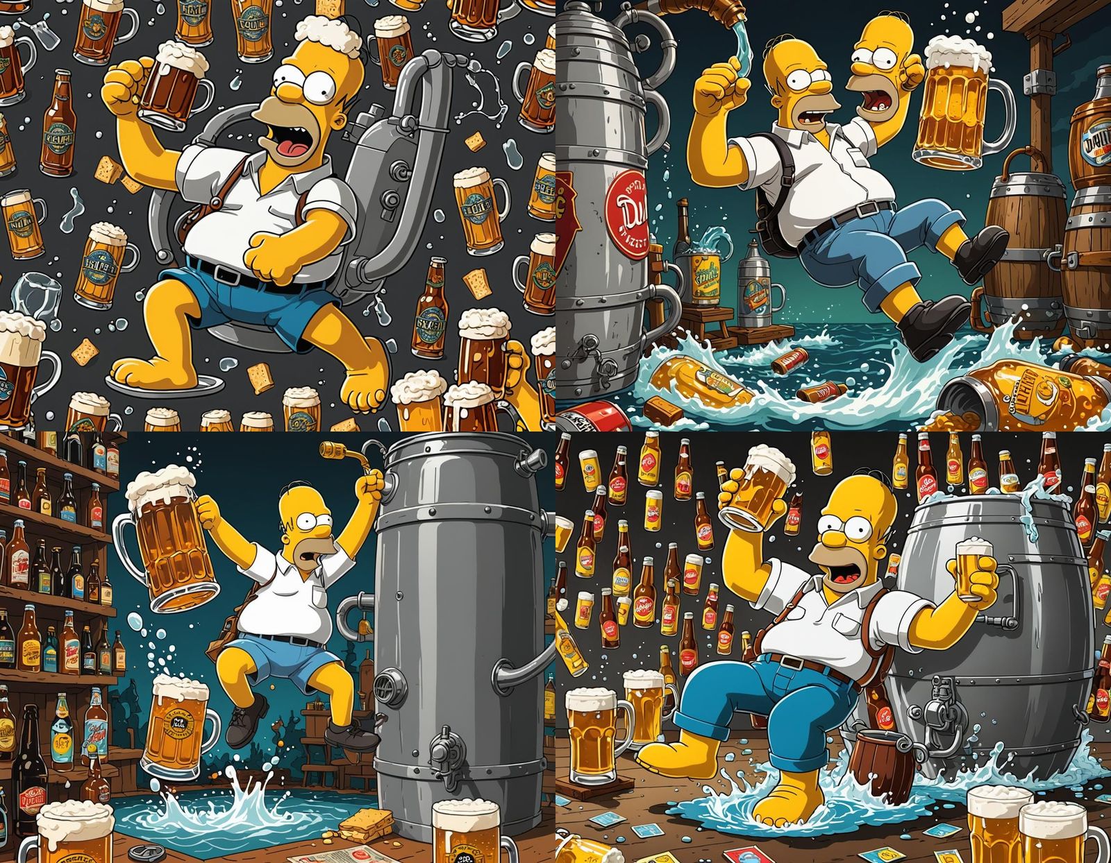 Homer Simpson diving into a DUFF Beer, TGIF all
