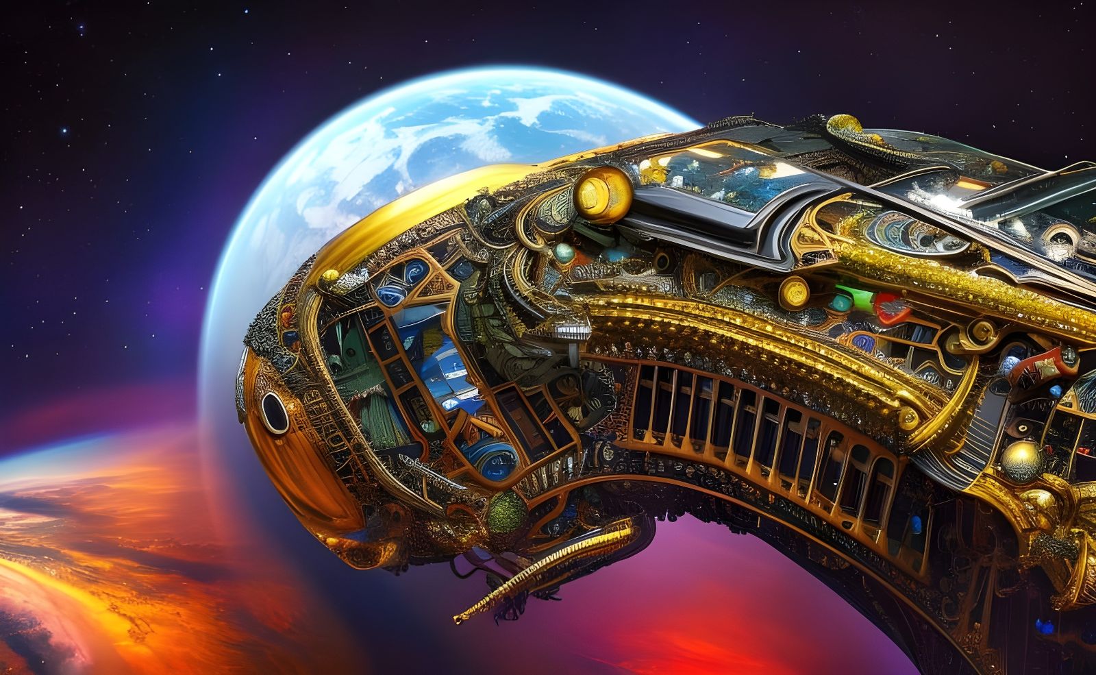 Surreal Spaceship Inspired by Dalí and Giger