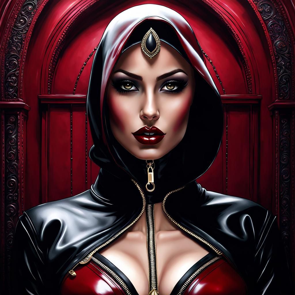 Beautiful Persian Woman in Gothic Latex Outfit