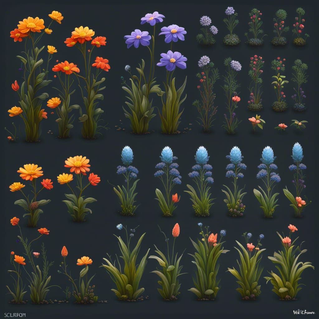 Wild Flower Sprite Sheet for 2D Game