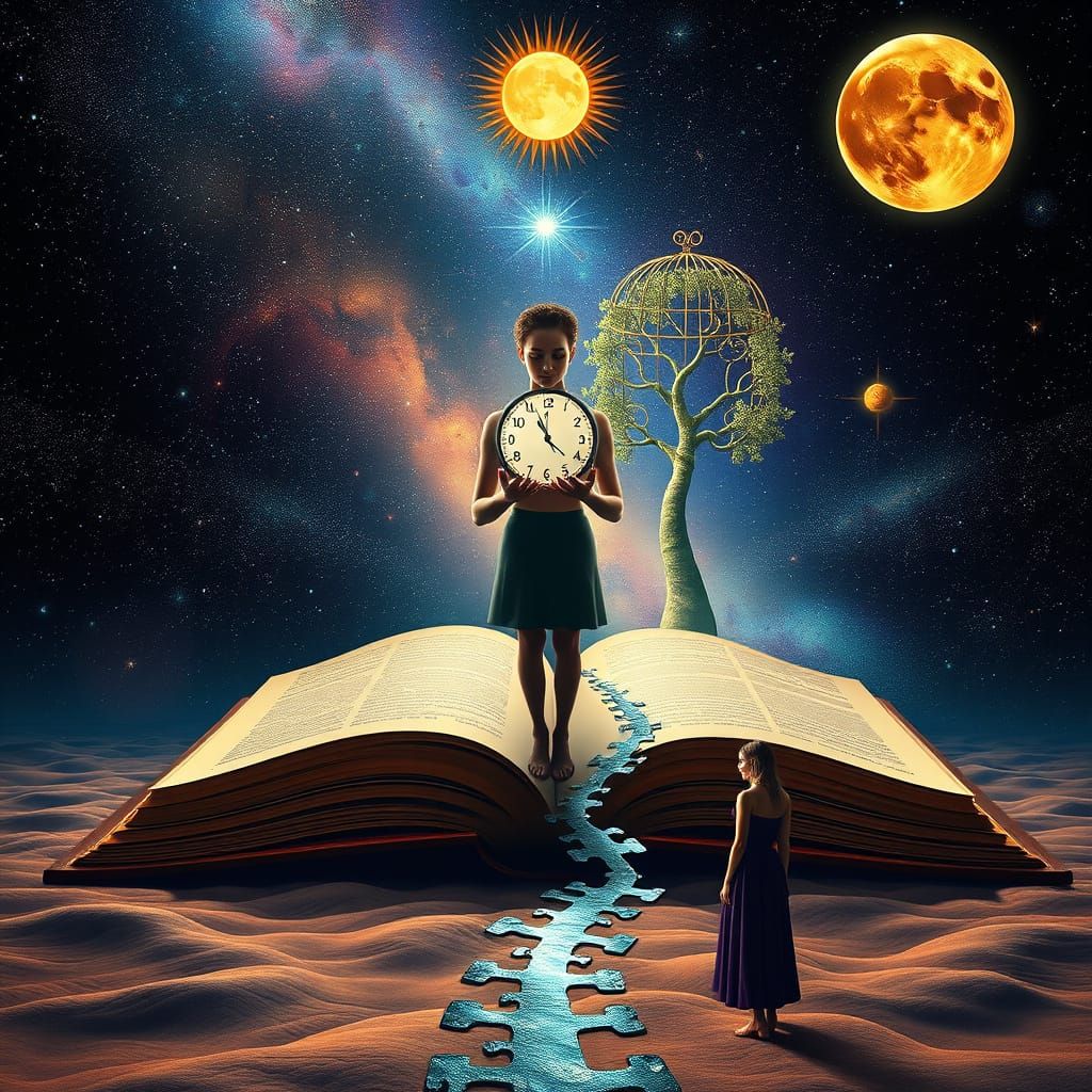 Cosmic Gateway to Infinity: Mysterious Figure in Starry Univ...