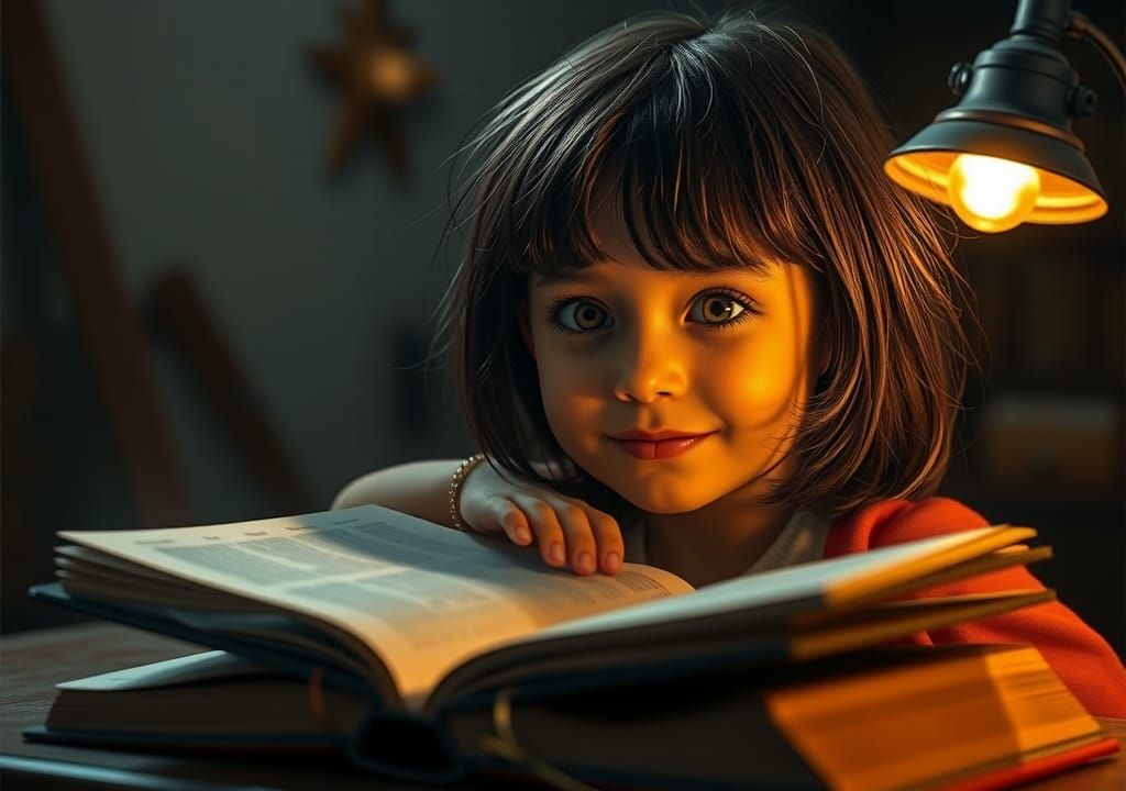 Little Girl's Holographic Fairy Tale, 3D Render