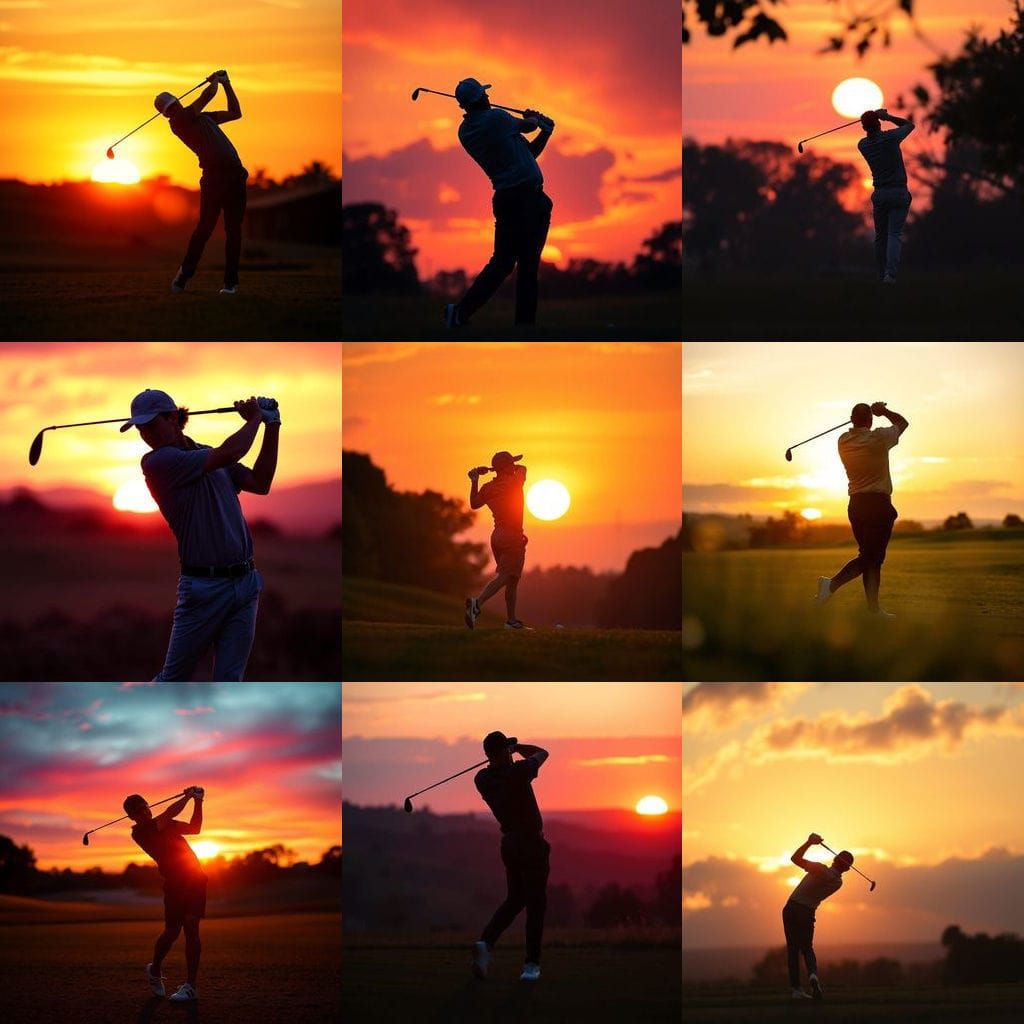Surreal Sunset Golfer Silhouette in Professional Photography...