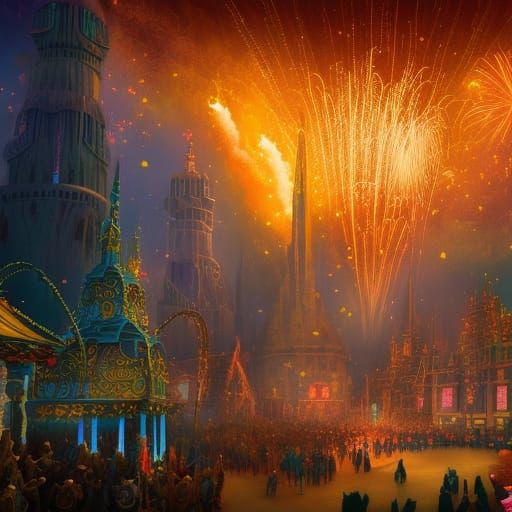 Festive New Year Celebration in Digital Art