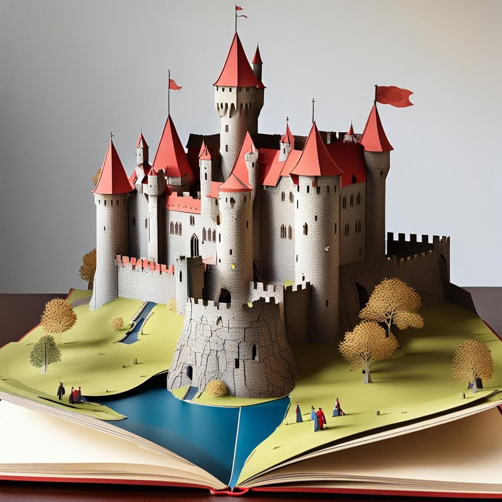 medieval scottish castle in a pop-up book