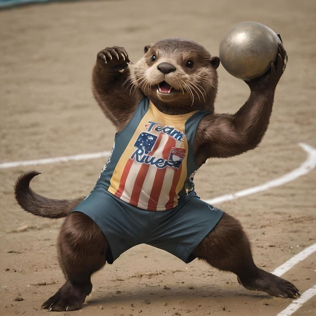 Sea Otter Competes in Olympic Shot Put Event
