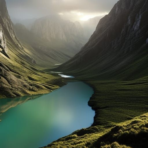 Photorealistic Rolling Field with Water Spring in 8k