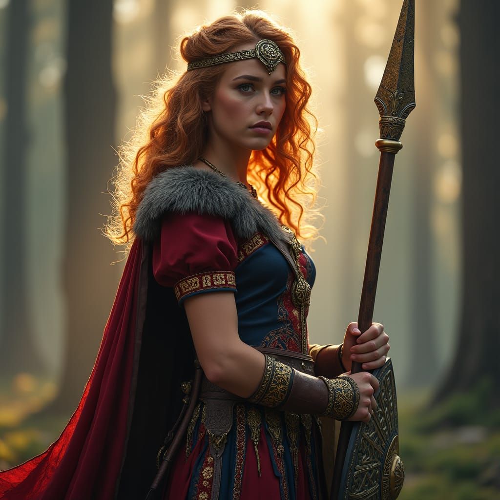 Noble Gaulish Woman Ancamna with Spear and Shield