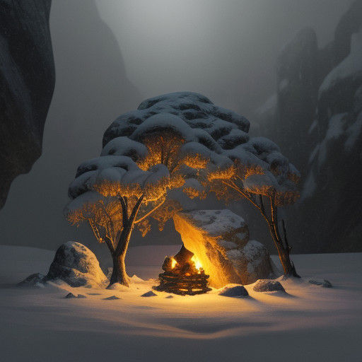 Warm Refuge in a Flickering Snowy Storm