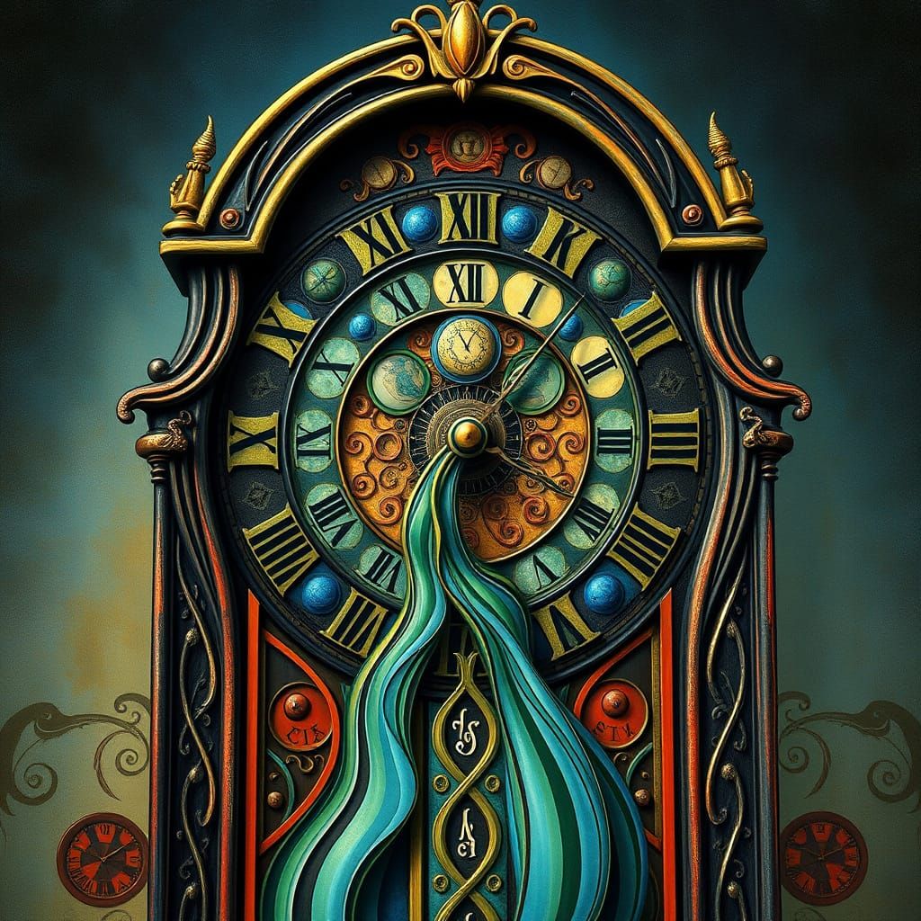 Surreal Waterfall Clock in a Dali Style