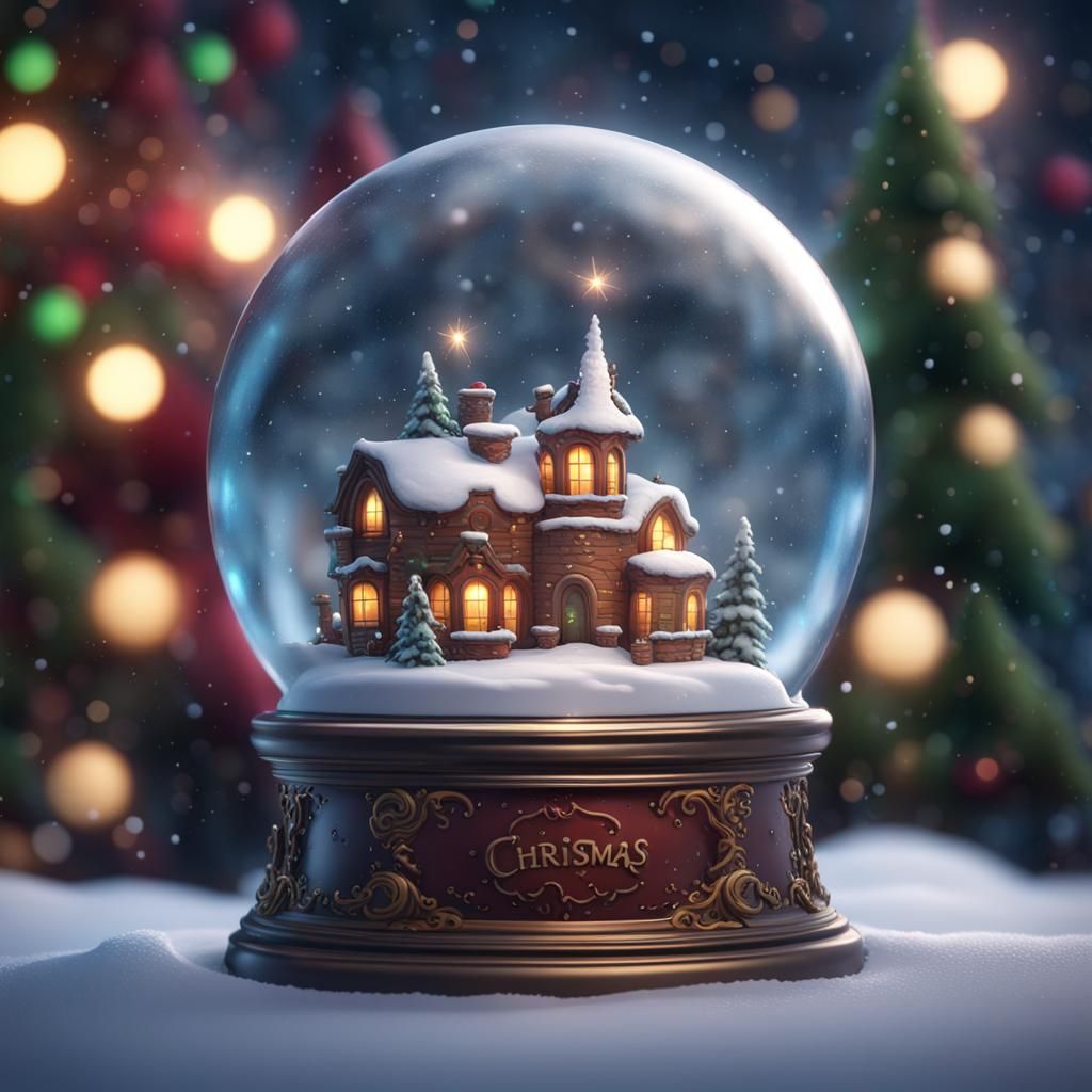 Charming Christmas Snow Globe Matte Painting