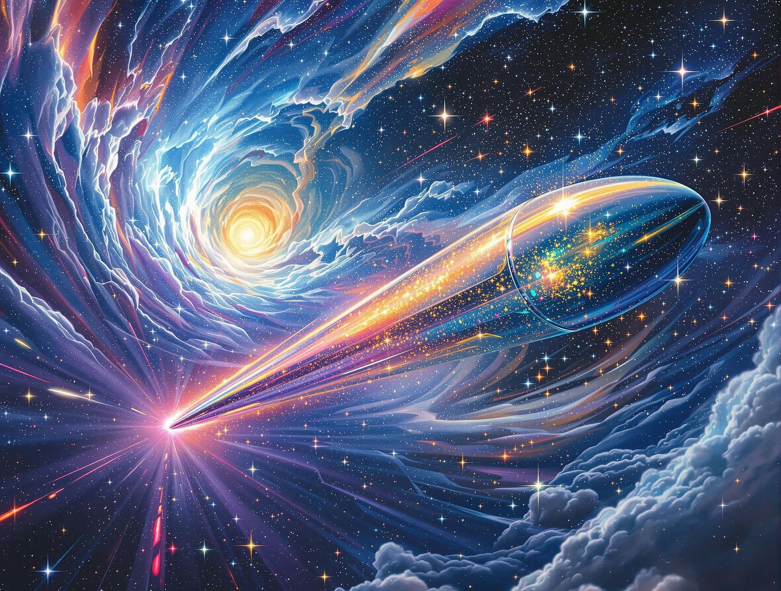 Resplendent Star-Ship Rides Vortex Maelstrom of Interstellar...