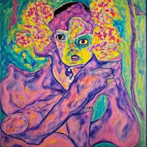 Ethereal Alien Warrior Under Cherry Blossoms